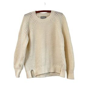 Everlane Cream Chunky Knit Wool Crewneck Pullover Sweater Size Medium